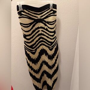 Tube Black and Cream Patterned Sweater Dress